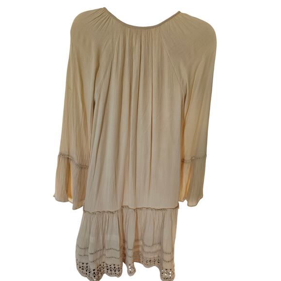 Lily Pulitzer Yellow Baby doll Dress Sz XS Keyhole front Bell Sleeve Embroidered - Picture 6 of 10